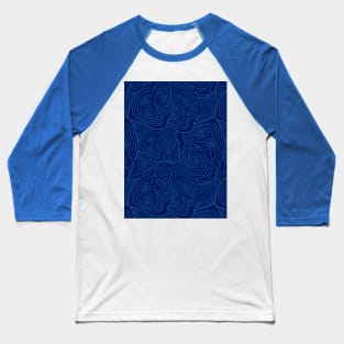 Topographic Map Pattern Blue Version Baseball T-Shirt